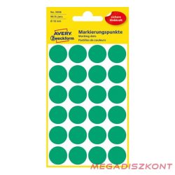 Etikett AVERY 3006 jelölőpont 18mm zöld 96 db/csomag