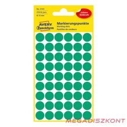 Etikett AVERY 3143 jelölőpont 12mm zöld 270 db/csomag