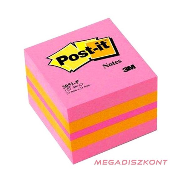 Öntapadós jegyzet 3M Post-it LP2051P 51x51mm mini kocka vegyes pink 400 lap