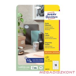   Etikett AVERY L6242-10  63,5x42,3 mm univerzális ovális 10 ív/csomag