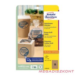   Etikett AVERY L7103-25 63,5x42,3 mm környezetbarát ovális barna kraft 25 ív/csomag