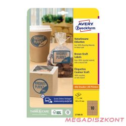   Etikett AVERY L7108-25 105x57 mm újrahasznosított barna kraft 25 ív/csomag