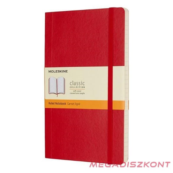 Notesz MOLESKINE QP616F2 "L" vonalas puha fedeles skarlát piros