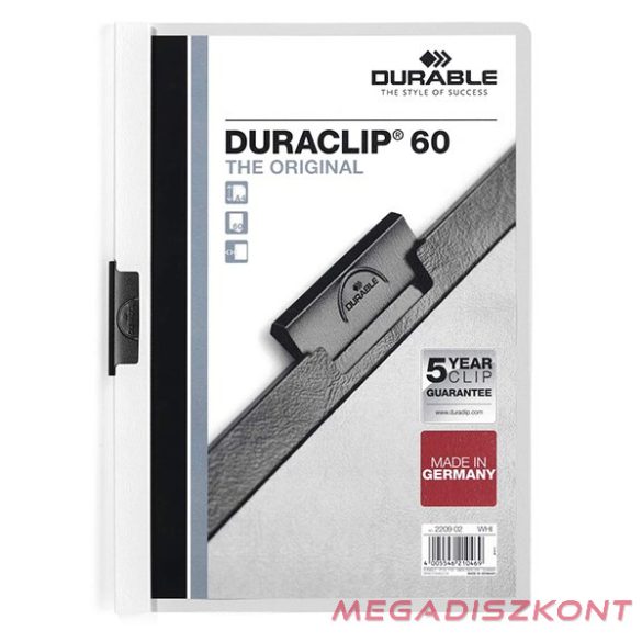 Klipmappa DURABLE Duraclip A/4 60 lapig fehér