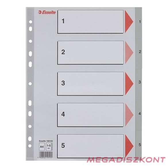 Regiszter ESSELTE A/4 műanyag 1-5 szürke