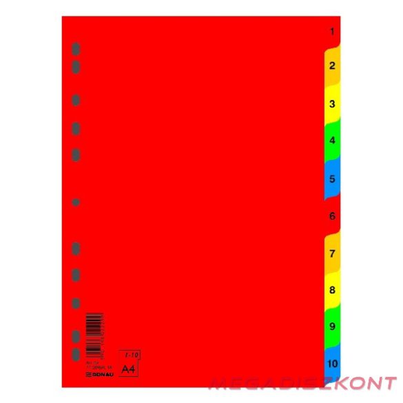 Regiszter DONAU A/4 műanyag 1-10 színes