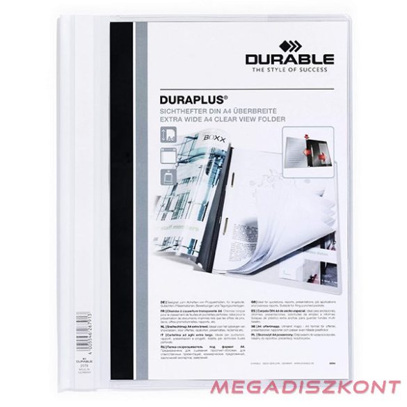 Gyorsfűző DURABLE Duraplus A/4 széles panorámás fehér