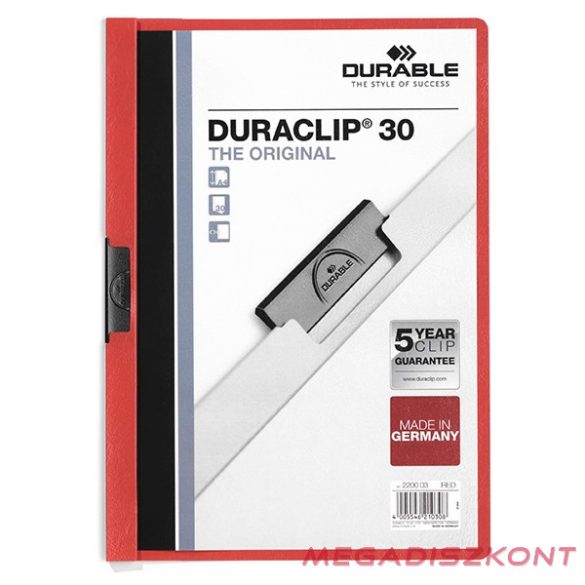 Klipmappa DURABLE Duraclip A/4 30 lapig piros