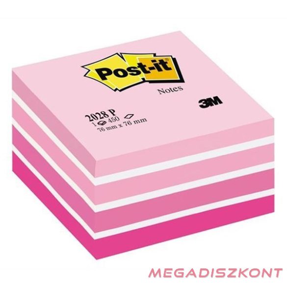 Öntapadós jegyzet 3M Post-it LP 2028P 76x76mm aquarell pink 450 lap