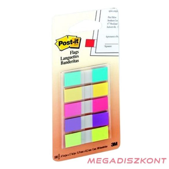 Oldaljelölő 3M Post-it 683-5 12x43mm műanyag 5 szín