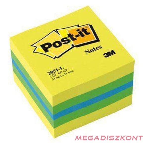 Öntapadós jegyzet 3M Post-it LP2051L 51x51mm mini kocka lime 400 lap