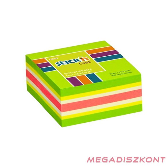 Öntapadó jegyzettömb STICK'N 51x51mm neon zöld mix 250 lap