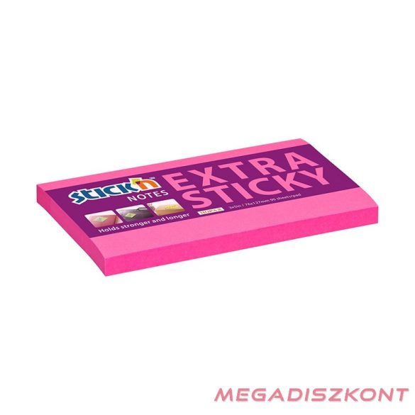 Öntapadó jegyzettömb STICK'N extra erős 76x127mm neon rózsaszín 90 lap