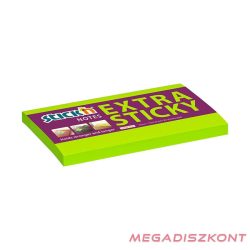   Öntapadó jegyzettömb STICK'N extra erős 76x127mm neon zöld 90 lap