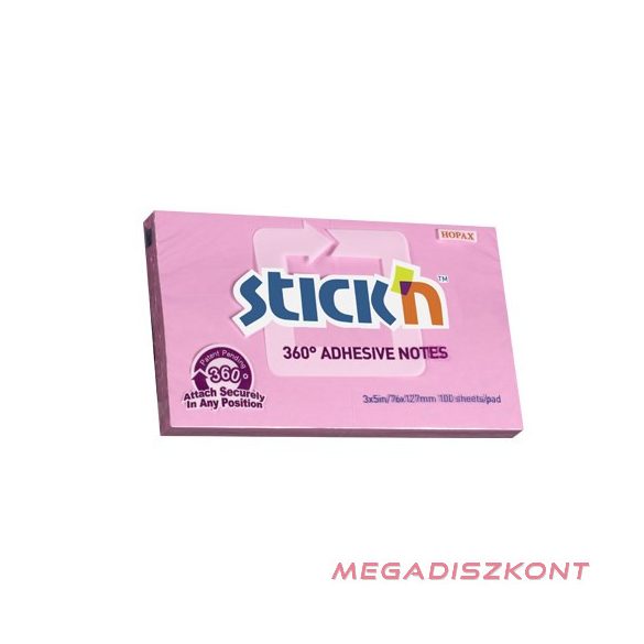 Öntapadó jegyzettömb STICK'N 76x127mm 360°-ban tapadó lila 100 lap