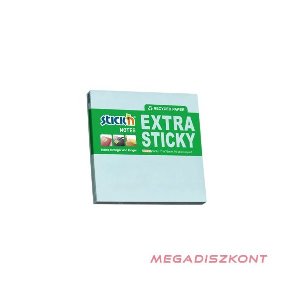 Öntapadó jegyzettömb STICK'N extra erős 76x76mm újrahasznosított pasztell kék 90 lap