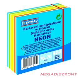   Öntapadó jegyzettömb DONAU 76x76 mm 400 lap vegyes neon színek kék