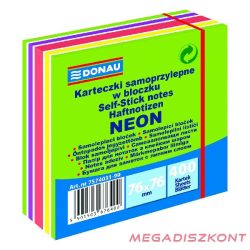   Öntapadó jegyzettömb DONAU 76x76 mm 400 lap vegyes neon színek zöld