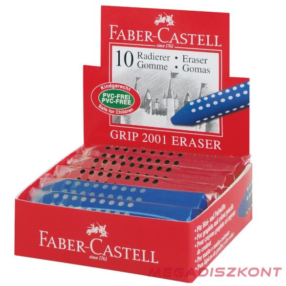 Radír FABER-CASTELL Grip 2001 háromszögletű 90x15x15mm piros/kék