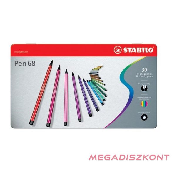 Filctoll STABILO Pen 68 30db-os készlet fém dobozban