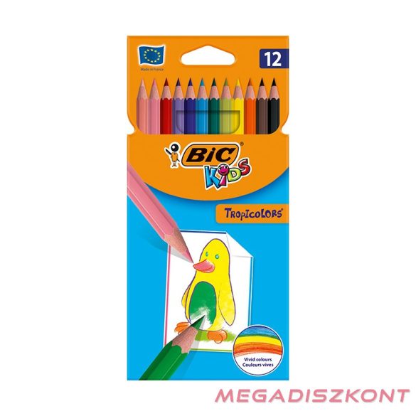 Színes ceruza BIC Kids Tropicolors hatszögletű 12 db/készlet