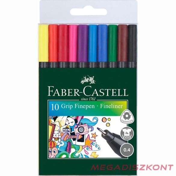 Filctoll FABER-CASTELL Grip 0,4 mm 10db-os készlet