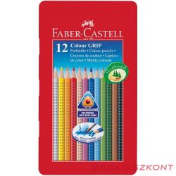   Színes ceruza FABER-CASTELL Grip háromszögletű fémdobozos 12 db/készlet