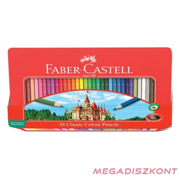 Színes ceruza FABER-CASTELL hatszögletű fémdobozos 36 db/készlet