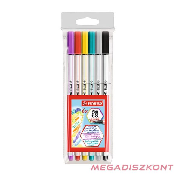 Ecsetfilc STABILO Pen 68 Brush 6 db-os készlet