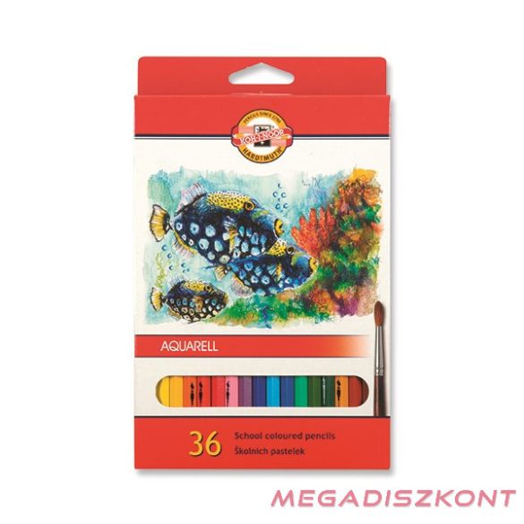 Színes ceruza KOH-I-NOOR 3719 Mondeluz Aquarell hatszögletű 36 db/készlet