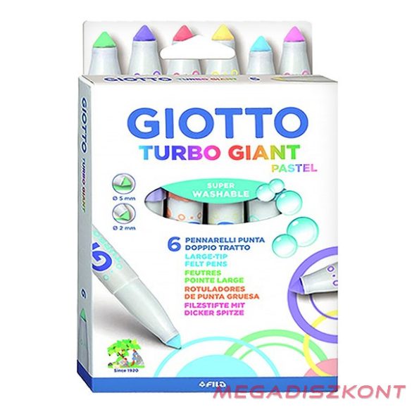 Filctoll GIOTTO Turbo Giant pasztell vastag 7,5mm akasztható 6db-os készlet