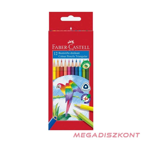 Színes ceruza FABER-CASTELL 1165 Papagáj háromszögletű 12 db/készlet