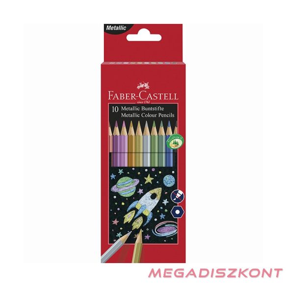 Színes ceruza FABER-CASTELL Hexagonal hatszögletű 10 db/készlet metál színek