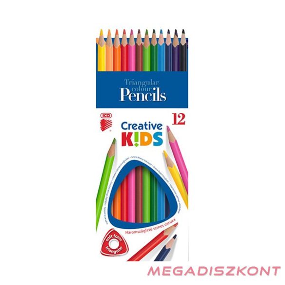 Színes ceruza ICO Creative Kids háromszögletű 12 db/készlet