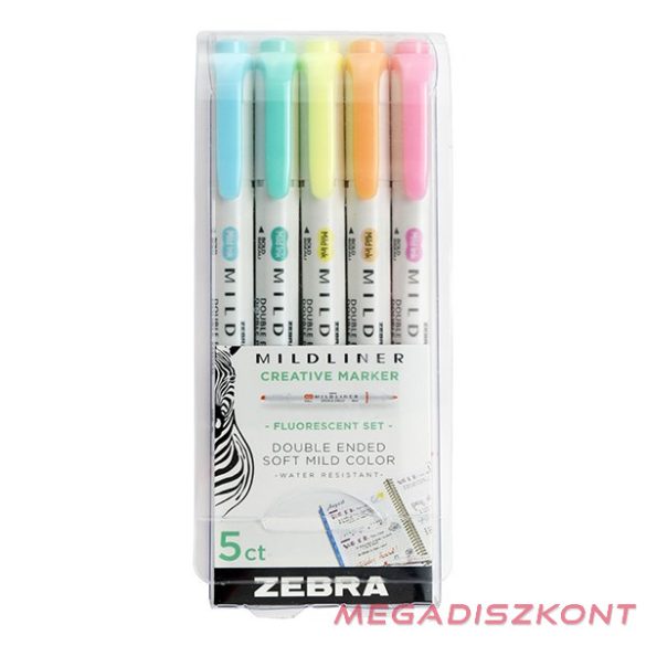 Szövegkiemelő kétvégű ZEBRA Mildliner fluorescent 1,4-4,0 mm 5 db/ készlet