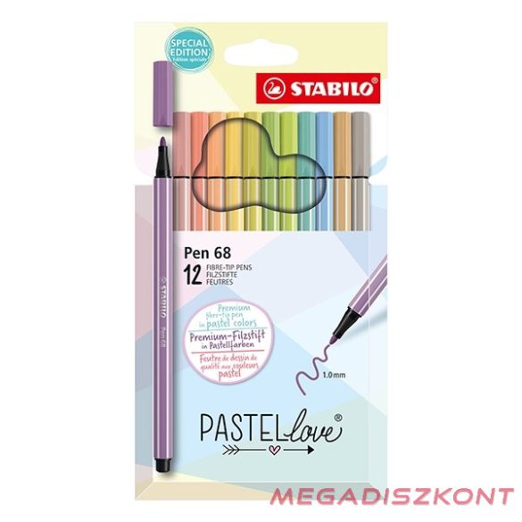 Filctoll STABILO Pen 68 Pastellove 1mm 12db-os készlet