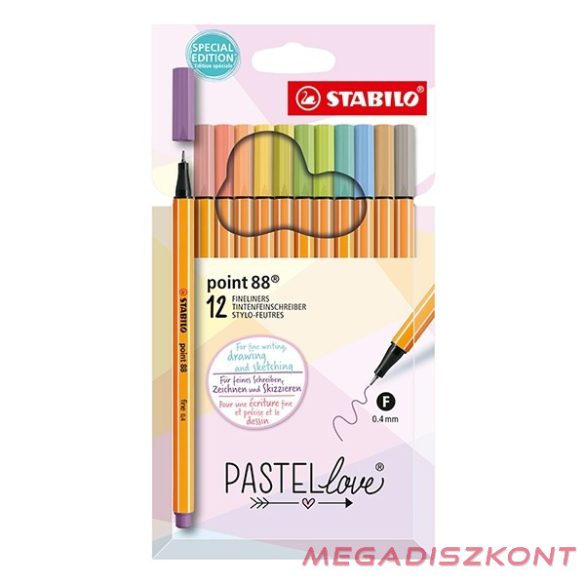 Tűfilc STABILO Point 88 Pastellove 12 db/készlet