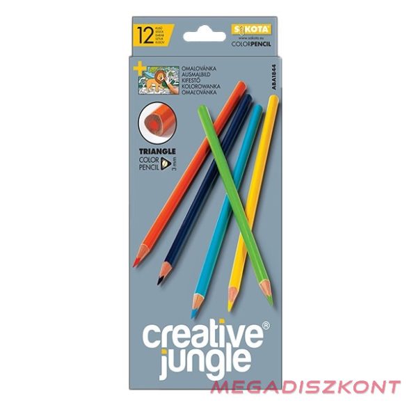 Színes ceruza CREATIVE JUNGLE grey háromszögletű 12 db/készlet