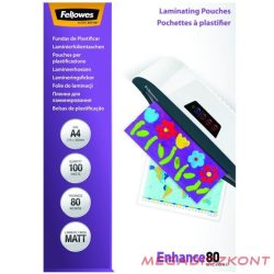 Lamináló fólia FELLOWES A/4 80 mikron matt 100/csom