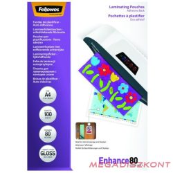   Lamináló fólia FELLOWES A/4 80 mikron fényes öntapadó 100/csom