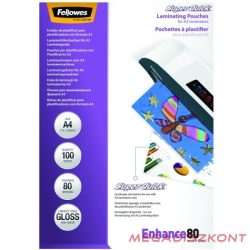   Lamináló fólia FELLOWES A/4 SuperQuick 80 mikron fényes 100/csom