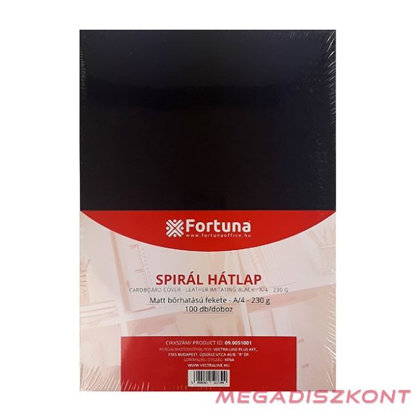 Hátlap FORTUNA A/4 230g matt bőrhatású fekete 100/dob