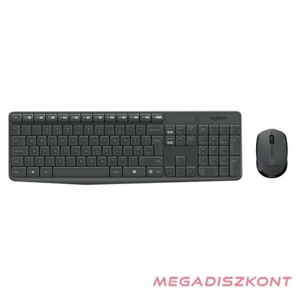 Billentyűzet vezeték nélküli LOGITECH MK235 HUN 2,4 Ghz szürke