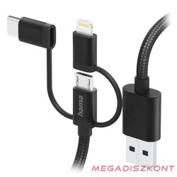   Adatkábel HAMA USB-A + Micro-USB/USB-C/Lightning 3in1 1,5m fekete