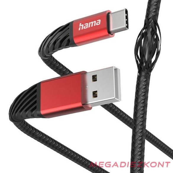 Adatkábel HAMA Extreme USB 2.0/Type-C 1,5m fekete-piros