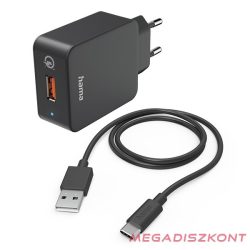 Töltő HAMA QC 3.0 USB-C 19,5W fekete