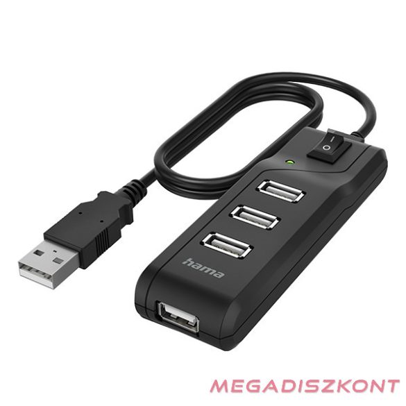 Kábel elosztó HAMA USB 2.0 + 4xUSB 2.0 kapcsolós fekete