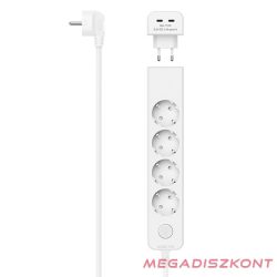   Kábel hosszabbító HAMA 5 aljzat + 2xUSB-C 1,4m kapcsolóval fehér