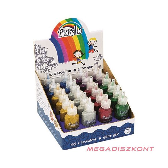 Folyékony ragasztó display FIORELLO GR-BK20D24 glitteres 20ml 24 db-os vegyes színek