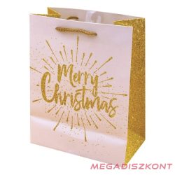   Dísztasak CREATIVE Luxury XL 31x42x12 cm karácsonyi arany mintás matt glitteres zsinórfüles